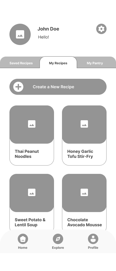 Low fidelity wireframe design for Dishable app social chat page